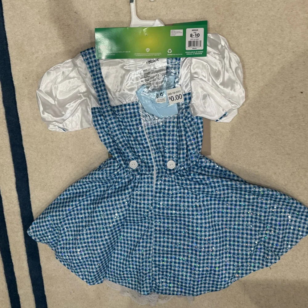 NWT Size Medium (5-7) The Wizard of OZ Dorothy Costume Dress with Bows